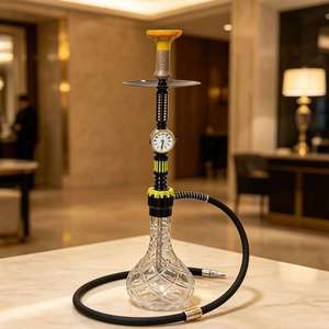 Electric Hookah with Clock Display Glass Base Metal Stand Tobacco Smoking Pipe Lounge <b>Bar</b> Gift - Product Image 6