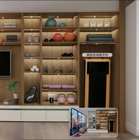Armoire de rangement intégrée pour salle de sport à domicile, éclairage LED, support de rangement pour équipement de fitness, sur mesure pour villa