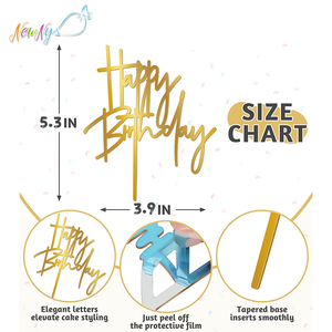 In Stock Wholesale Acrylic 3D Gold <strong>Happy</strong> <strong>Birthday</strong> Letter Cake Topper Decorations Supplies - Product Image 2