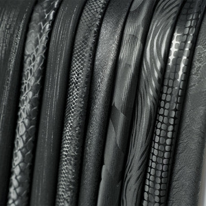 All Kinds of Textured <strong>PU</strong> <strong>Leather</strong> Black Anti-Mildew for Decorating Shoes Clothing Garment Hats - Product Image 1