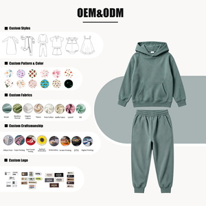 Survêtement d'automne pour enfants Hongbo, logo personnalisé, sweats à capuche pour enfants de 10 à 15 ans, 100% coton, sweat-shirt et pantalon pour bébé garçon et fille - Product Image 4