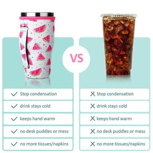 Manchons isolants réutilisables en néoprène pour gobelets de café glacé, avec poignée, pour gobelets de 30 oz - Product Image 3