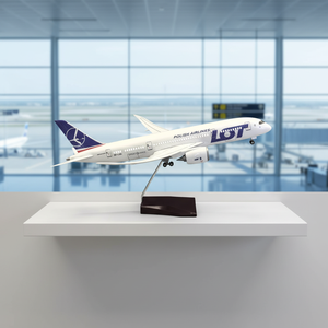 Modèle d'avion B787-8 de 43 cm, échelle 1:130, en résine, LOT Polish Airlines, avec éclairage LED, personnalisation acceptée - Product Image 5