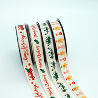 Ruban en coton imprimé décoratif pour emballage cadeau, ruban personnalisé pour fleurs, ruban de Noël, ruban pour sapin de Noël, emballage DIY pour boîte cadeau