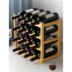 Porte-vin en bois simple, étagère de rangement pour 6 bouteilles, présentoir pour comptoir de bar à domicile, forme rectangulaire, ornement en bois massif - Product Image 3