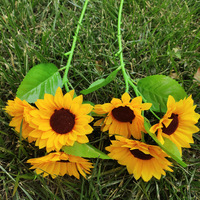 Bouquet de tournesols artificiels en gros, plantes artificielles en pot pour la décoration de la maison et les mariages (OBM, OEM, ODM)