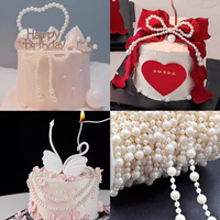 Chaîne de perles carrées rouges et blanches en plastique, style européen, finition mate, pour décoration de table de gâteaux et desserts, idéale pour la Saint-Valentin