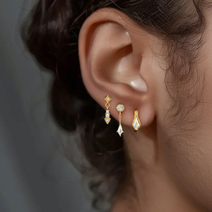 European American Light Luxury Zircon Opal <b>Stud</b> Earrings G23 <b>Titanium</b> Alloy Flat Bottom Insert Type Party Jewelry - Product Image 1