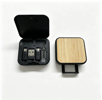 Boîte de rangement pour câble de charge rapide 60W en ABS noir avec logo personnalisé, kit de câbles multifonction avec support de téléphone, kit de câbles en cadeau