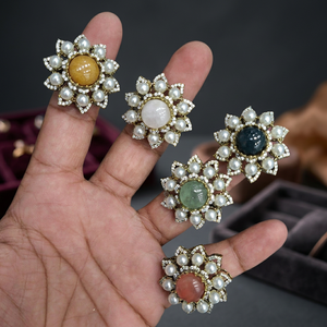 Luxury Pearl Flower Statement <b>Ring</b> for Women <b>Gold</b> Plated Natural Stone <b>Cocktail</b> <b>Ring</b> Vintage Fashion Party Jewelry Gift - Product Image 2