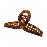 Pince à cheveux requin en plastique pour femme, motif léopard, style rétro, grande taille, extensible, avec pierres précieuses, accessoire pour queue de cheval