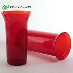 Pantalla de Lámpara Cilíndrica de Vidrio Rojo de Diseño Moderno y Tamaño Personalizado para Lámpara Colgante - Product Image 1