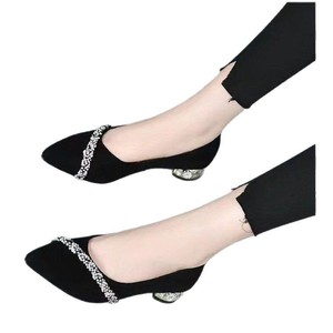 Wholesale <b>Black</b> Pointed Toe Women's Dress <b>Pumps</b> With Sparkling Rhinestone Trim Elegant High Heels - Product Image 5