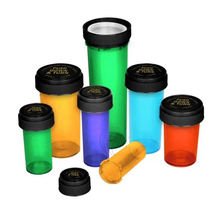 La migliore vendita 6dr Custom Colorful Plastic PP Medical Packaging Capsule fiale con tappo reversibile per pillole a prova di bambino