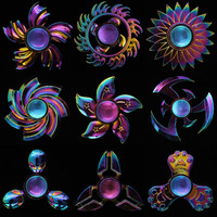 Fidget Spinner en alliage de zinc personnalisé, irisé, vente en gros, OEM, ODM, ensemble cadeau coloré, fabrication en usine