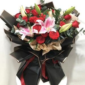 Papier d'emballage pour fleurs en gros, logo personnalisé, fleurs coréennes, noir et blanc, mat, imperméable, <span class=keywords><strong>film</strong></span> d'emballage pour fleurs - Product Image 4