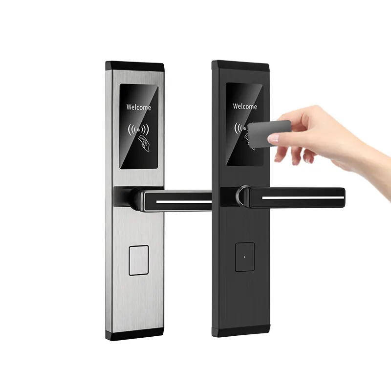 Low Price Mechanical Key Card Unlock Aluminum Panel Digital Smart Door Lock For Hotel