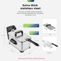 Friteuse électrique à huile profonde en acier inoxydable avec panier facile à utiliser, 3L avec fenêtre de visualisation, pour la maison et les restaurants, vente chaude
