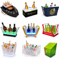 TERMEIN Glorificateur de Bouteilles LED en Acrylique Personnalisé avec Logo, Seau à Glace pour Boissons, Refroidisseur pour Bière, Vin, Liqueur, Présentoir de Bar