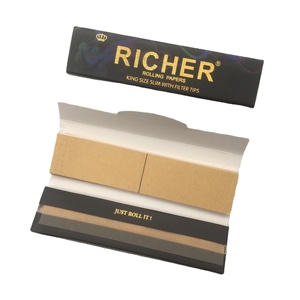 Custom Printed Unbleached <b>Rolling</b> Papers Watermark Options Natural Arabic Gum Simple Style With/Without Filters Booklet OEM - Product Image 5