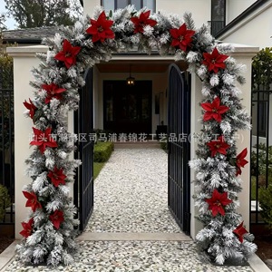 Guirnaldas Navideñas con Copos de Nieve y Flor de Pascua Roja, Decoración Interior, Tamaño Personalizado, Material Plástico, Decoración para Ventanas - Product Image 4