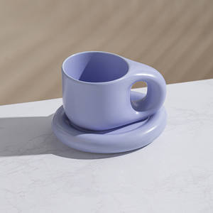 Tazas de Café de Porcelana Estilo Nórdico, 400 ml, Ecológicas, Creativas, para Niñas, Tazas para Agua y Té con Platillo, Venta al Por Mayor - Product Image 4