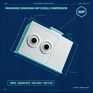 Dahanfeng - <span class=keywords><strong>Aire</strong></span> <span class=keywords><strong>Acondicionado</strong></span> Industrial de Techo de 5 HP con Cortina de Agua, Refrigeración R410A, 20 KW, 68000 BTU, 100-150 m², Velocidad Única - Product Image 1