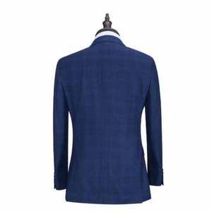 Blazer pour hommes d'affaires <span class=keywords><strong>costume</strong></span> bleu rayé double boutonnage pistolet revers Slim Fit affaires <span class=keywords><strong>costume</strong></span> <span class=keywords><strong>sur</strong></span> <span class=keywords><strong>mesure</strong></span> pour hommes - Product Image 2