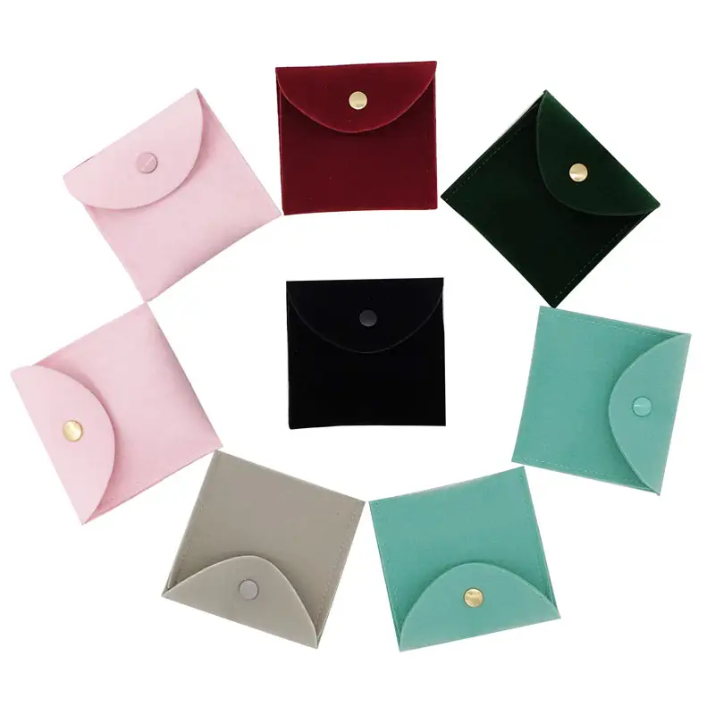 Mini bolsa colorida de envelope, envelope de flanela com fivela de metal