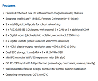 CANGHAN EBOX-3250-L Mini PC Industriel Robuste 6-11e Génération I3/i5/i7 3GbE LAN 4RS485 Boîtier d'Ordinateur pour Calcul en Edge Large Plage de Température Win/Linux