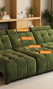 Divano Componibile Moderno in <span class=keywords><strong>Tessuto</strong></span> di Velluto a Coste Verde, Chaise Longue Reversibile, Ampia Seduta per Soggiorno - Product Image 3