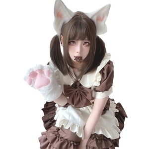 Lolita Maid Dress Short Sleeve Satin Women Cafe Uniform - Product Image 5