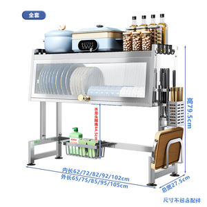 Escurridor de Cocina de Acero Inoxidable con Tapa Abatible, Secado Rápido, Estante de Almacenamiento Multifuncional para Fregadero, para Tazones, Palillos y Vajilla - Product Image 4