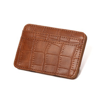 Grosir dompet uang klip pria ajaib tekstur buaya dompet uang tunai dompet kartu ajaib kulit Pu dompet kartu kredit ramping