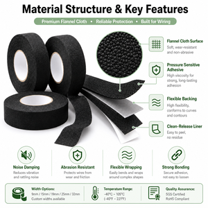 Ruban adhésif en tissu mat haute température avec adhésif silicone, qualité moteur, isolation phonique pour faisceau de câbles automobile - Product Image 2