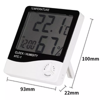 HTC-1 termometer higrometer Digital jam kalender layar besar Desktop Berdiri & dinding dipasang suhu dan kelembaban Meter putih