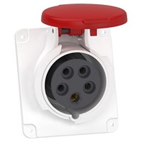 100% Original Industrial Power Socket, 3P N E, 415V AC, IP44, Gray, Panel Mount Angled, PratiKa Series 16A