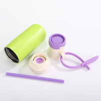 Bouteille d'eau isotherme en acier inoxydable 316 sans BPA, 520 ml, avec couvercle à bec verseur et paille, corde en silicone, pour sport, camping, gym, école