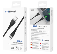 Cable Micro USB Miccell para Sincronización de Datos y Carga Rápida 2.4A, Velocidad de Transferencia de 480Mbps, Cable de Carga para Teléfonos
