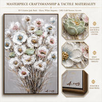 Peintures murales 3D sur toile en forme de fleur, pierre naturelle verte, fleurs bleues et roses, décoration intérieure – Offre Spéciale