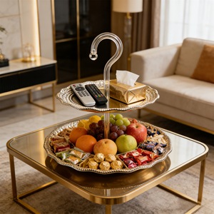 Multi Layer Fruit Platter Electroplated Silver Serving Tray For Living Room And Dining Table - Product Image 3