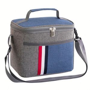 Customized Waterproof Oxford Cloth Aluminum Foil Insulated Lunch Bag for Office with Shoulder Strap Portable Picnic Cooler Bag - Product Image 1