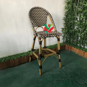 Silla de Comedor Francesa de Bambú y Ratán Antiguo para Restaurante - Product Image 2