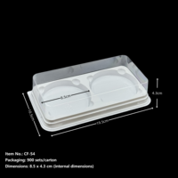 Boîte de pâtisserie en plastique transparent à 2 compartiments avec couvercle transparent, emballage jetable pour desserts à emporter, pour la restauration et la vente au détail