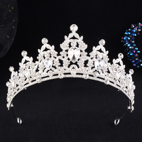 Diadema de Lujo al por Mayor, Chapada en Oro, con Incrustaciones de Diamantes y Cristales, Corona de Aleación Colorida para Novias, Tiara para Boda