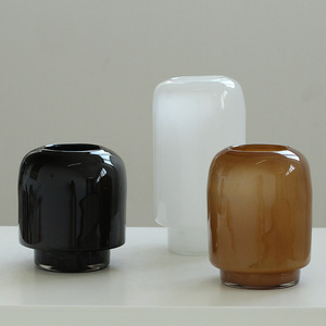 Jarrón de Vidrio Soplado de Tubo Recto, Estilo Tranquilo, Hecho a Mano, con Base Gruesa de Cerámica Negra <span class=keywords><strong>y</strong></span> Acabado de Porcelana Blanca Medieval - Product Image 4