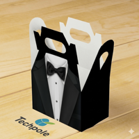 Boîte cadeau créative en forme de combinaison aseptique avec poignée, impression personnalisée, finition brillante/mate, emballage pour cadeaux masculins