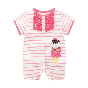Một mảnh mùa hè ngắn tay Jumpsuit cho trẻ sơ sinh giản dị bé gạc áo choàng nút phim hoạt hình bò phù hợp với dệt kim bé túi - Product Image 6