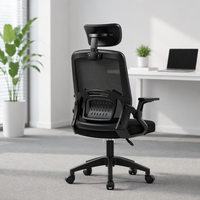 Chaise de bureau ergonomique moderne en maille, dossier haut, pivotante, avec appuie-tête et accoudoirs réglables, structure en plastique et base en fer, pour la maison