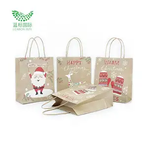 Wholesale christmas gift bag shopping kraft paper candy bag with handle 100% Biodegradable compostable nature-friendly supplier